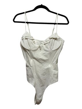Astr Cream Corset-Style Thong Bodysuit